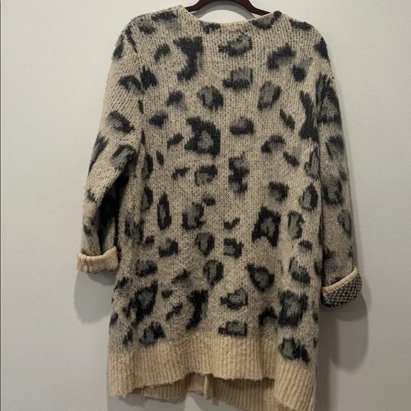 Free People Cream and Gray Leopard-Print Open Cardigan - Picture 5 of 5